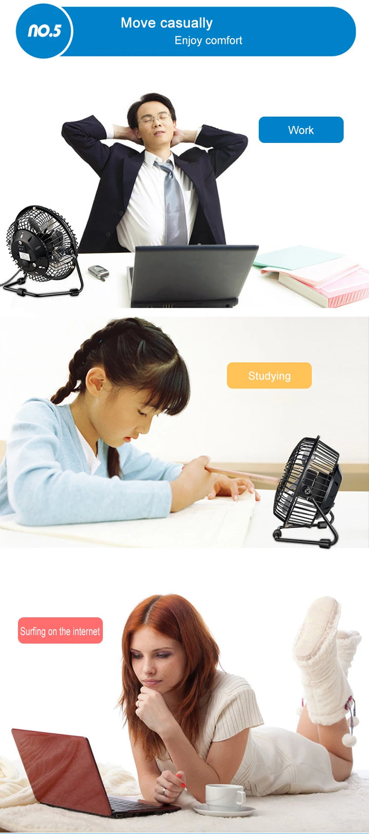 SmartGearPros Mini USB Desk Fan – 4in/6in Portable Metal Cooling Fan for Office, Home & Dorm Use