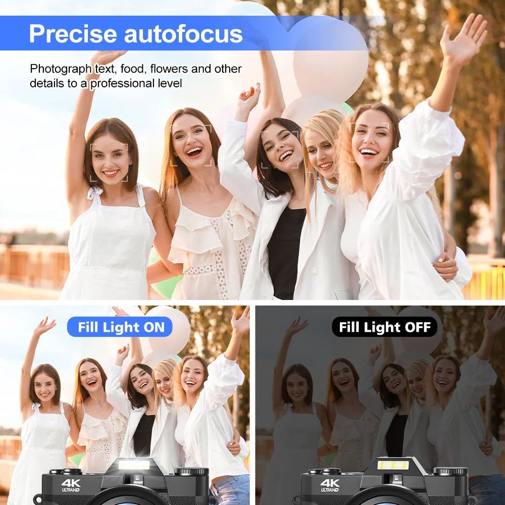 SmartGearPros 4K Digital Camera – 48MP, 16X Zoom & 3'' Flip Screen for Vlogging & Photography