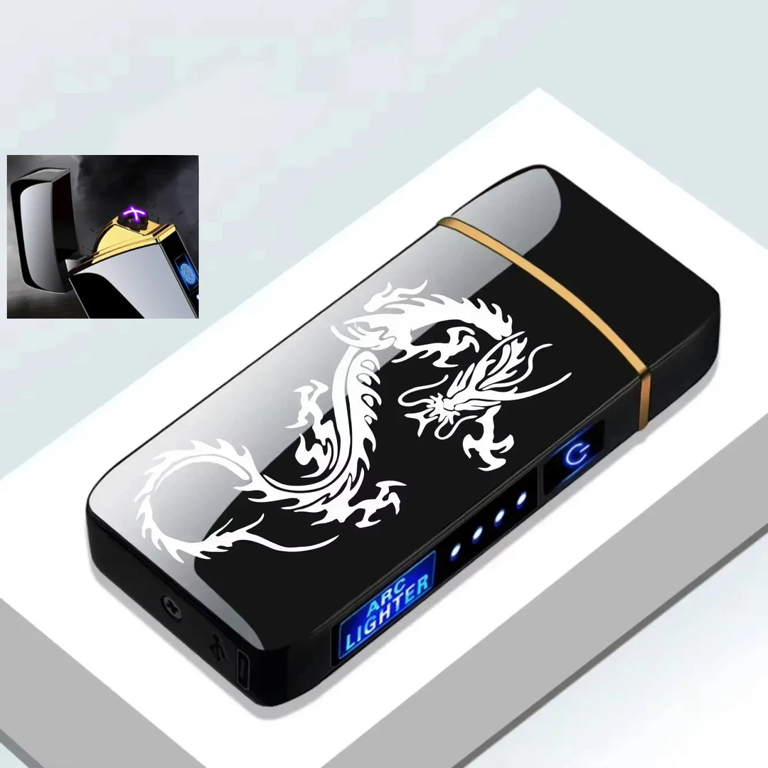 SmartGearPros Electric Windproof Metal Lighter Double Arc Flameless Plasma Rechargeable USB Lighter LED Power Display Touch Sensor Lighters
