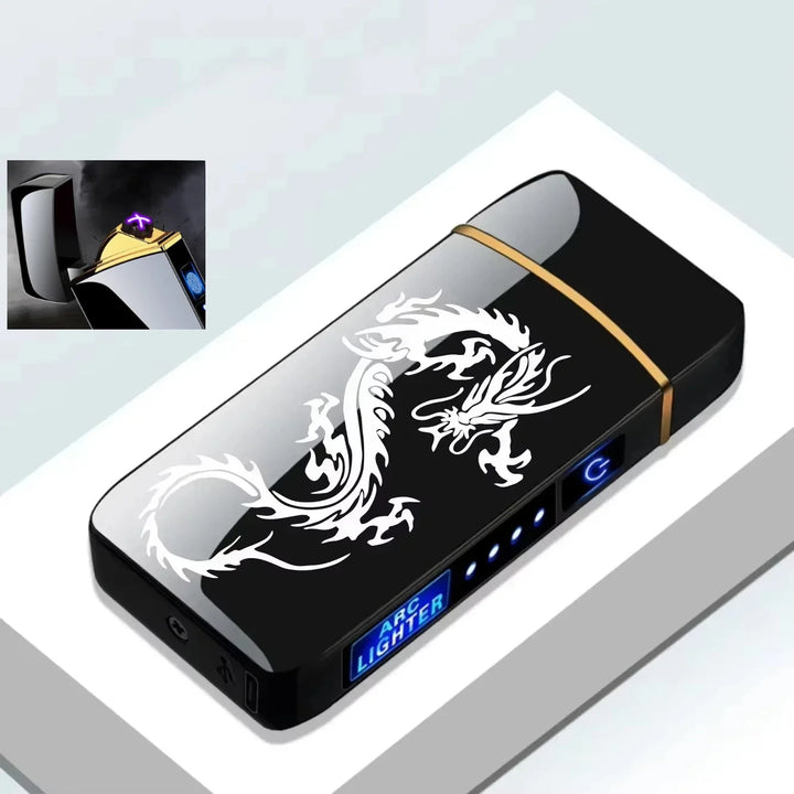 SmartGearPros Electric Windproof Metal Lighter Double Arc Flameless Plasma Rechargeable USB Lighter LED Power Display Touch Sensor Lighters