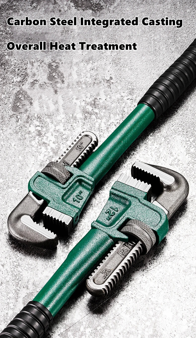 SmartGearPros Carbon Steel Pipe Wrench - 10/12/14/18 Inch Heavy Duty Universal Adjustable Plumbing Hand Wrench Industrial