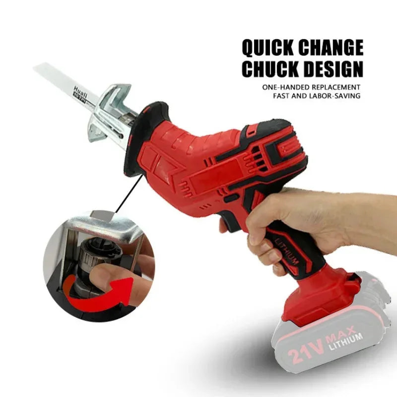 Electric Reciprocating Saw Cordless Rechargeable Multifunction Saw Metal Pipe Wood Cutting Power Tools For Milwaukee 18V Battery product image showing features or usage