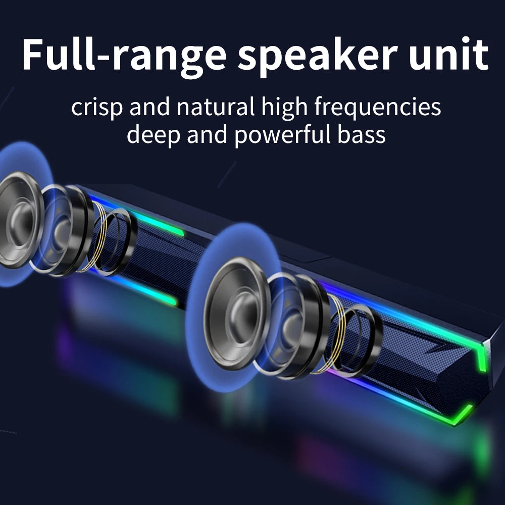 SmartGearPros 4D RGB Gaming Soundbar – Stereo Computer Speaker with Subwoofer & LED Light Show