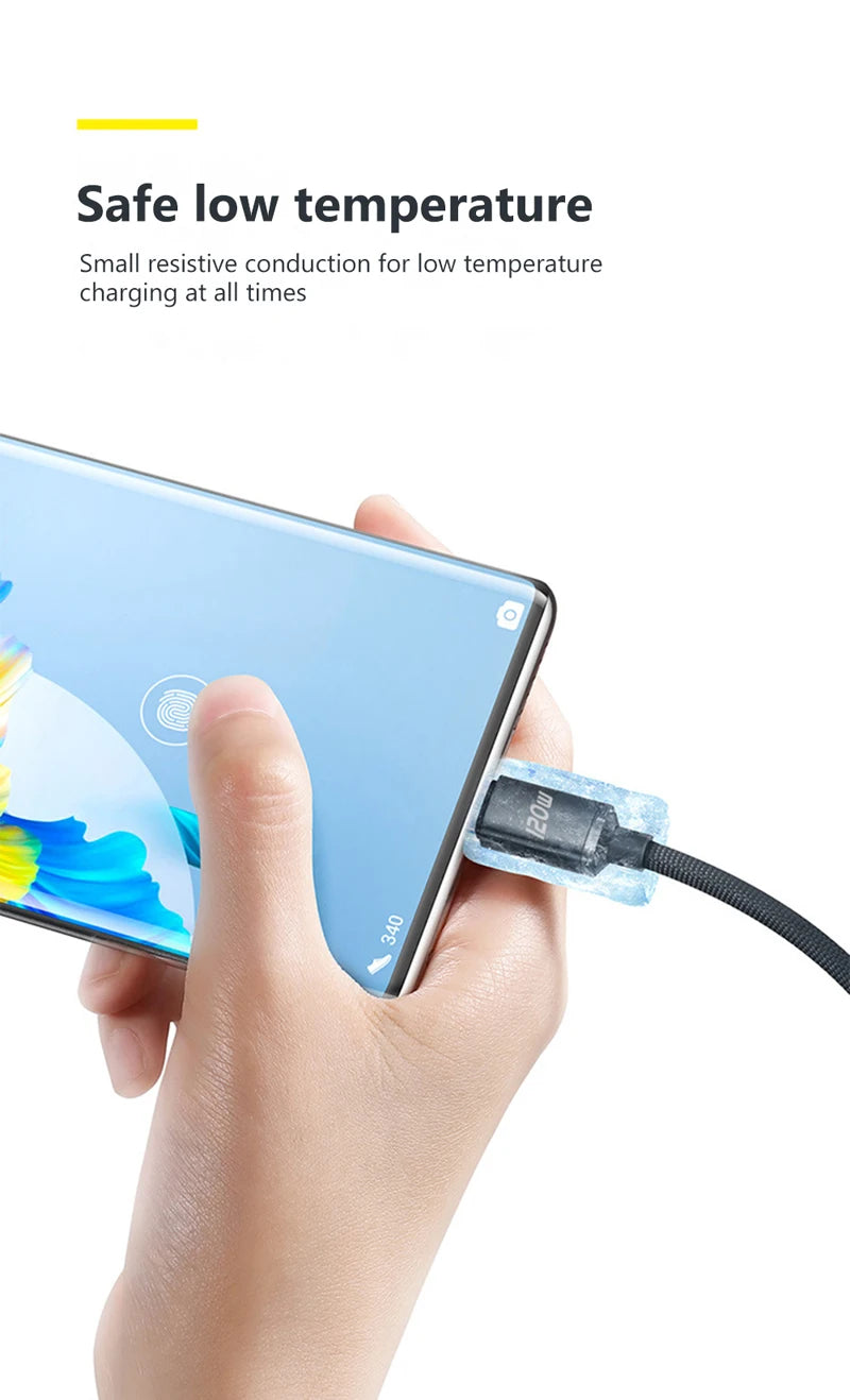 SmartGearPros SmartGearPros 120W USB C Fast Charger Cable – Super-Fast PD Charging, Reinforced & Tangle-Free for Samsung, Xiaomi, Huawei & More