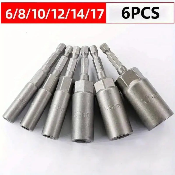 6pcs Magnetic Screwdriver Bit Kit for Electric Drill and Impact Drivers - Long Deep Nut Screw Adapter with Power Tools
