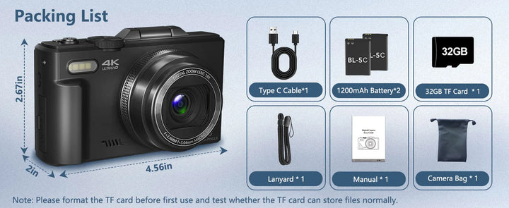SmartGearPros 4K Compact Digital Camera – 18X Zoom, 48MP Photography & Vlogging Ready