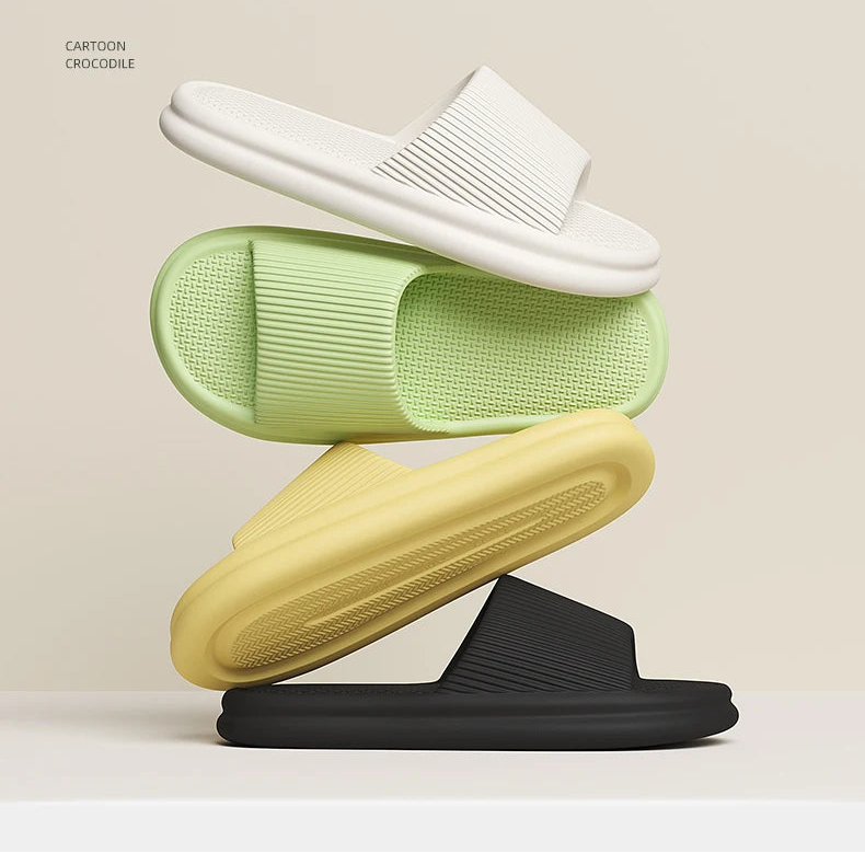 Stack of three slides in white, green, and black on a beige background with text.