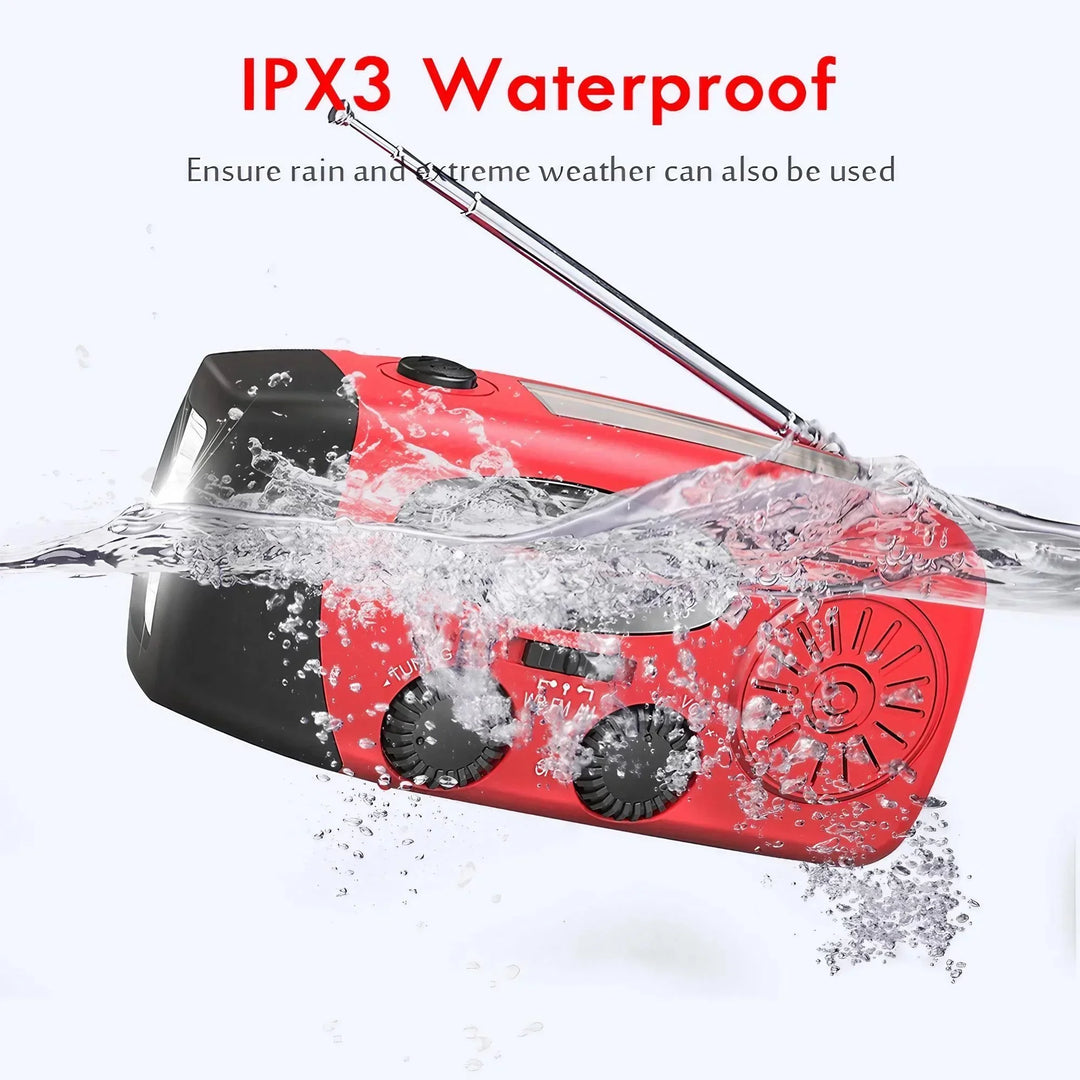 SmartGearPros Emergency Weather Radio - FM AM WB Hand Crank Solar USB Charging 2000mAh Power Bank LED Flashlight