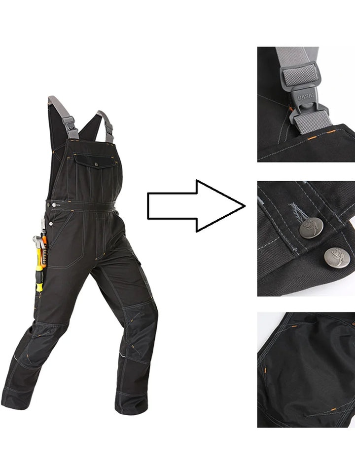 All In One Work Clothes Work Overalls Men Workwear Suit Welding Multi Pockets Jumpsuit Men Work Workshop Repairman Uniform product image showing features or usage