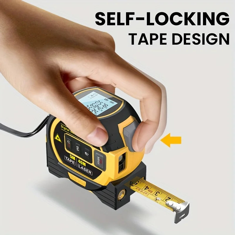 SmartGearPros 1pc Laser Tape Measure 3 In 1 Digital Tape Measure High Precision Laser Rangefinder Steel Tape Measure