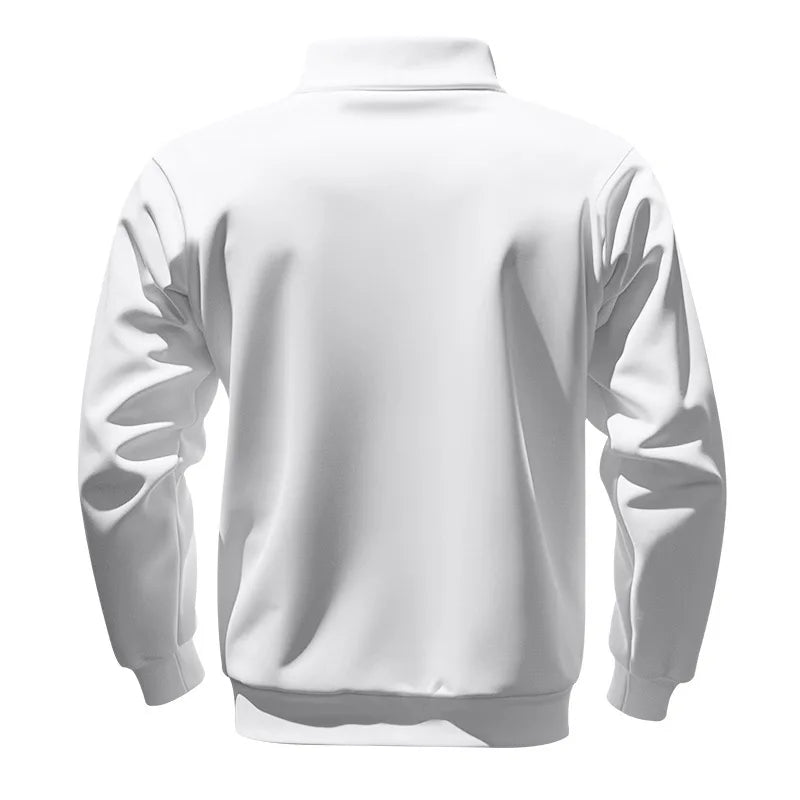 Men's Heavy Fleece Sweater - Half-Zip Stand Collar Pullover