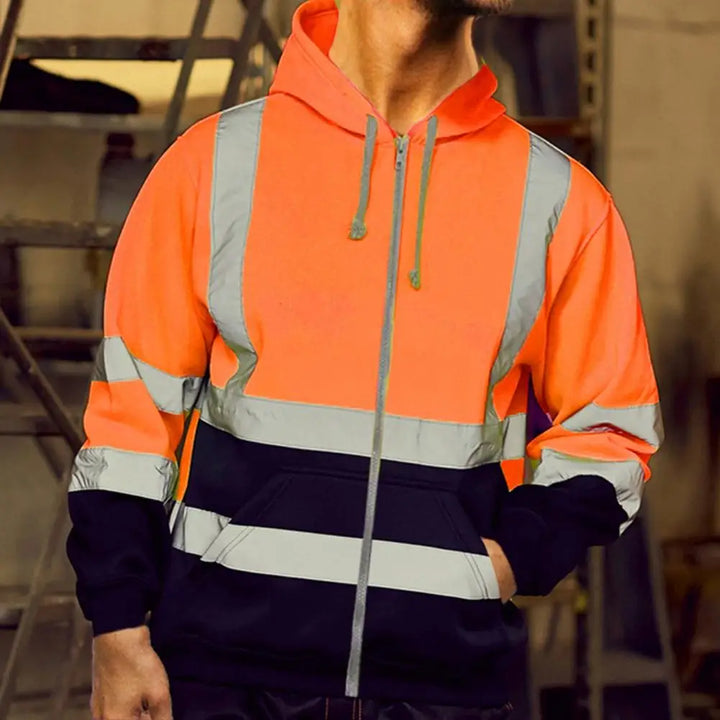 SmartGearPros Reflective Strip Hoodie – High-Vis Pullover for Work, Street Style & Night Safety