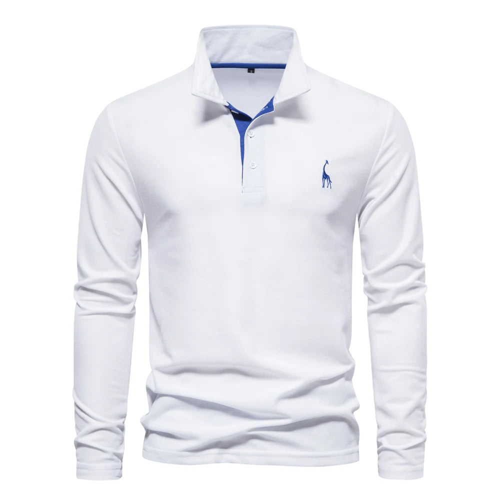 SmartGearPros SmartGearPros Men’s Embroidered Polo Shirt – Long Sleeve Business Casual Fashion