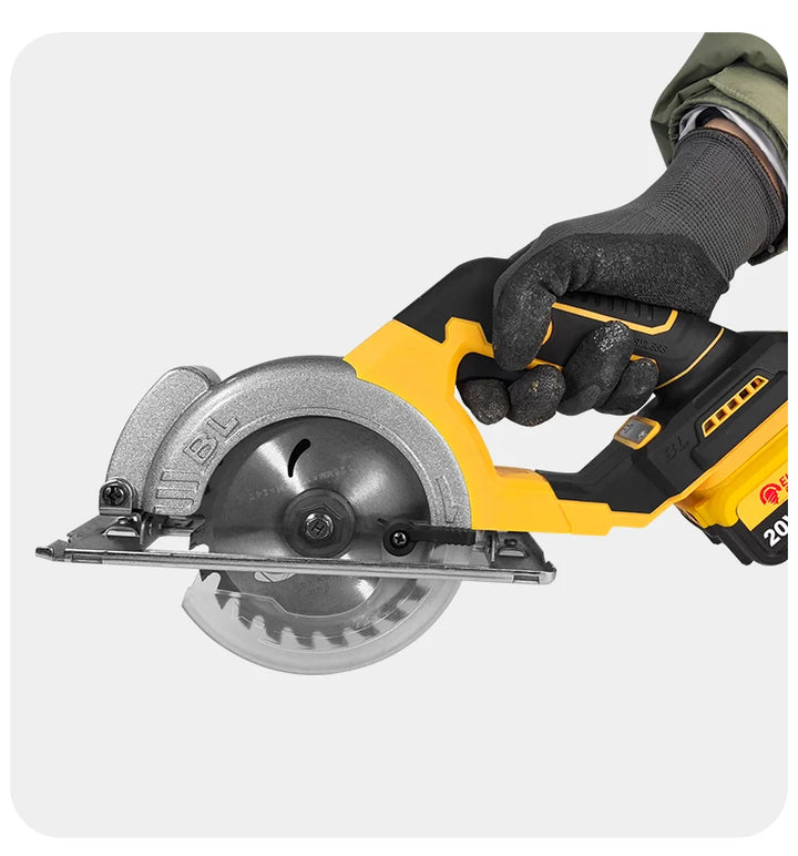 5 Inch Brushless Circular Saw Cordless Rechargeable Chainsaw Battery Set Woodworking One Hand Chainsaw For Dewalt 20V Battery product image showing features or usage