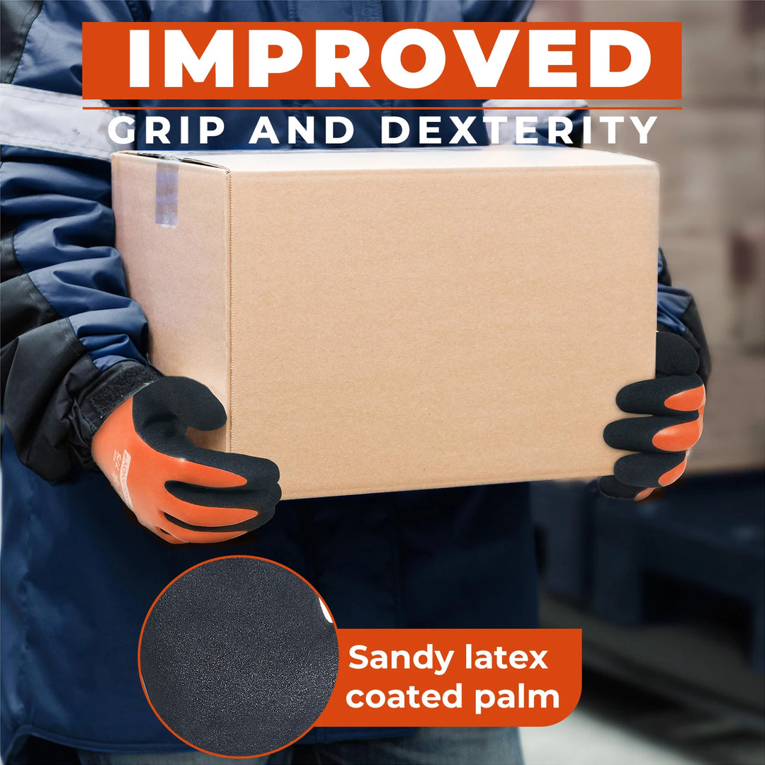 Handlandy Waterproof Work Gloves For Cold Weather Fully Submerged Rubber Warm Lining Winter Outdoor Work Gloves product image showing features or usage