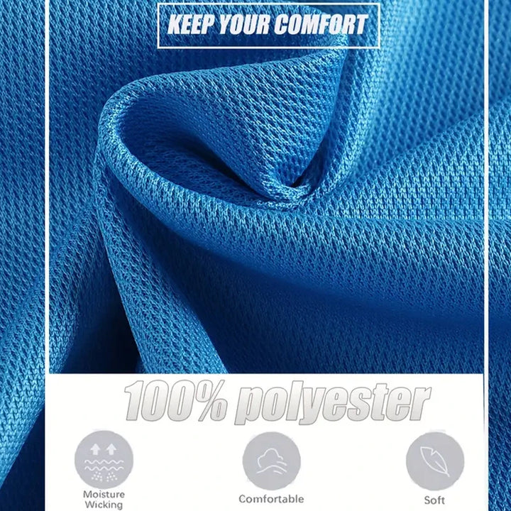 Close-up of breathable polyester fabric showing soft texture, moisture-wicking properties, and comfort for shirt design.