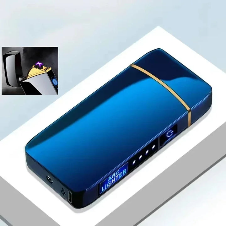 SmartGearPros Electric Windproof Metal Lighter Double Arc Flameless Plasma Rechargeable USB Lighter LED Power Display Touch Sensor Lighters
