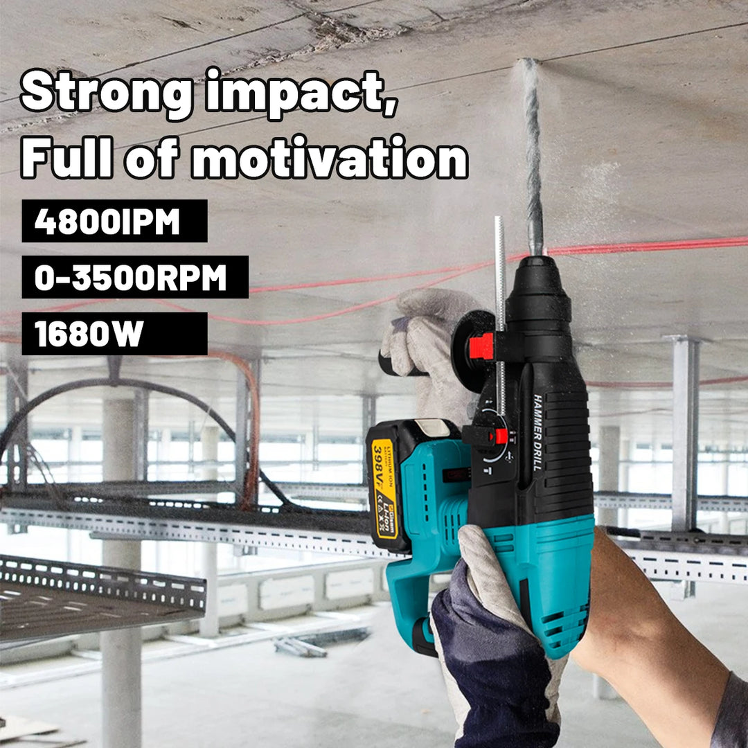 26Mm Brushless Electric Hammer Drill Multifunctional Rotary Hammer Cordless Impact Hammer Power Tools For Makita 18V Battery product image showing features or usage