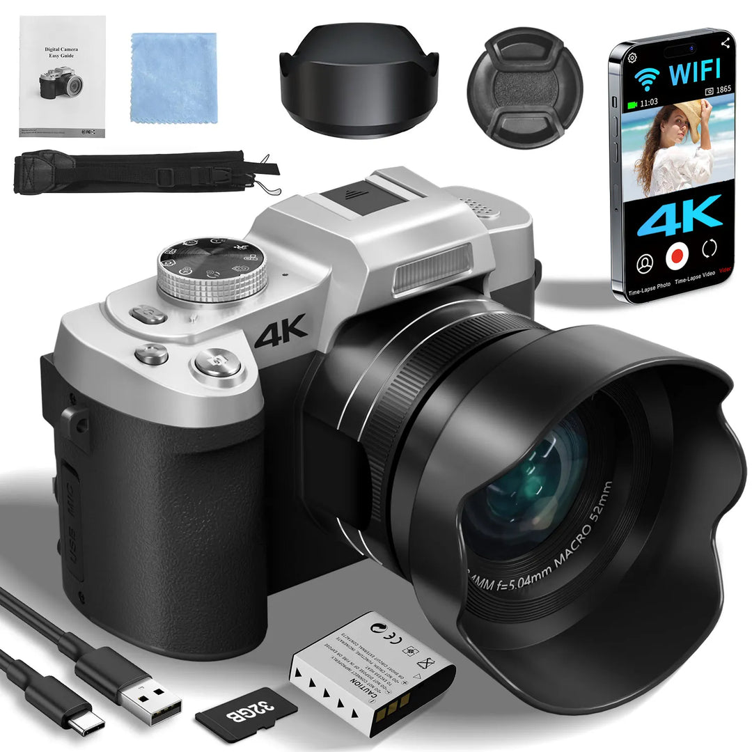 SmartGearPros 75MP Digital Camera – 4K Photography & Video Camera with High-Resolution Imaging
