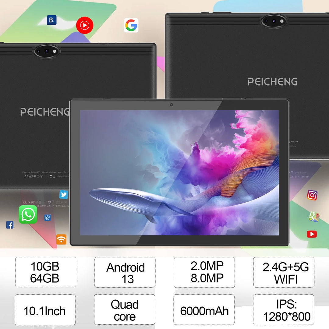 SmartGearPros Android 13 Tablet – 10-Inch HD Display, 6GB RAM, 128GB Storage, Fast & Powerful Performance