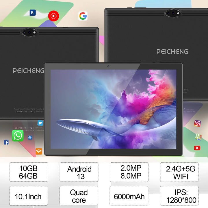 SmartGearPros Android 13 Tablet – 10-Inch HD Display, 6GB RAM, 128GB Storage, Fast & Powerful Performance