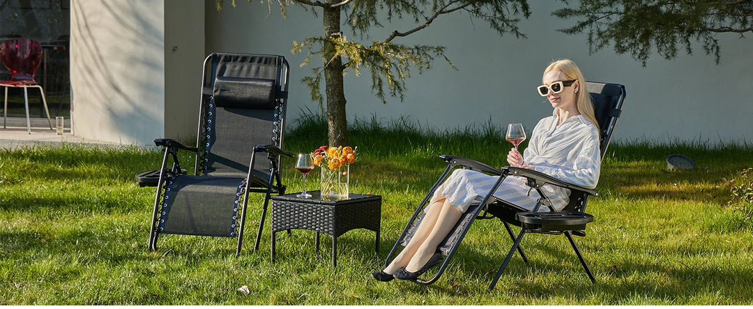 JHK Zero Gravity Recliner Set – 2-Pack Portable Outdoor Lounge Chairs
