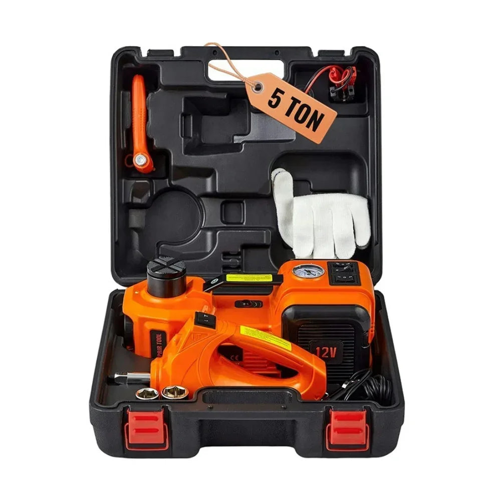 Main image of 5-ton 4-in-1 hydraulic car floor jack with electric impact wrench