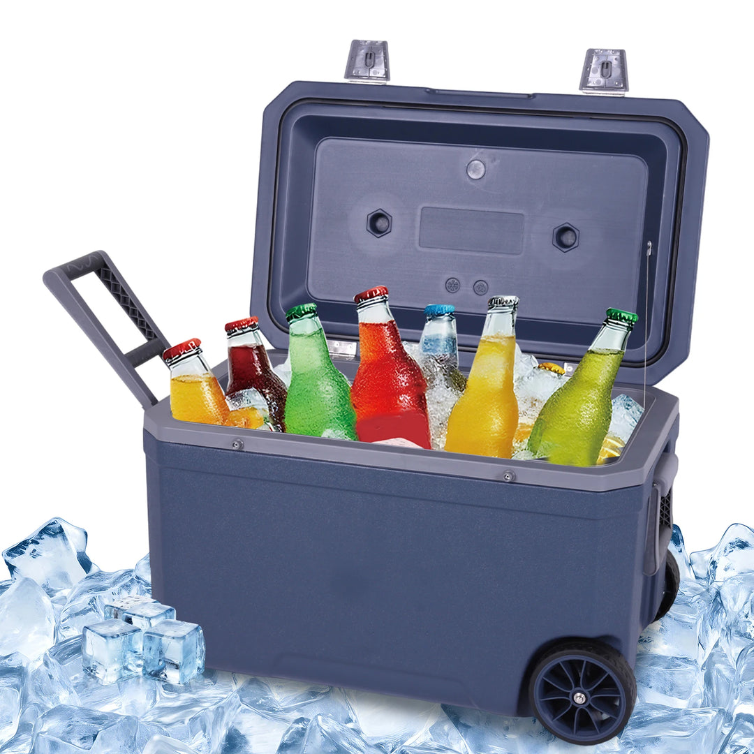 SmartGearPros 70L Wheeled Cooler - 30% Lighter Than Rotomolded Camping Cooler with Handle for Beach Fishing