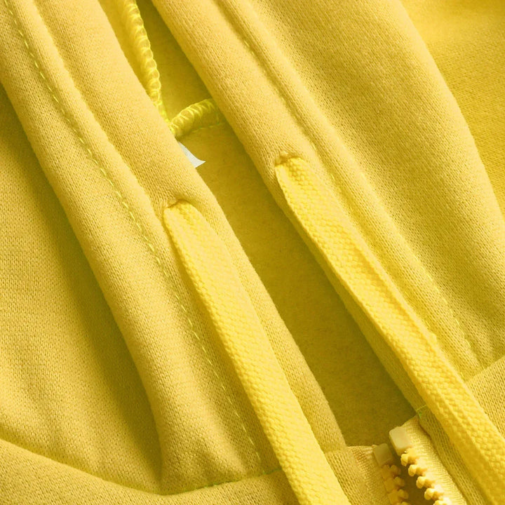 Close-up of yellow fabric with a zipper