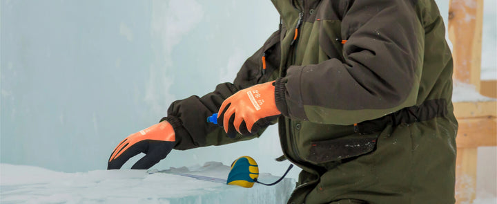 Handlandy Waterproof Work Gloves For Cold Weather Fully Submerged Rubber Warm Lining Winter Outdoor Work Gloves product image showing features or usage