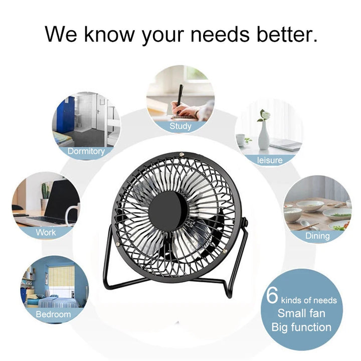 SmartGearPros Mini USB Desk Fan – 4in/6in Portable Metal Cooling Fan for Office, Home & Dorm Use