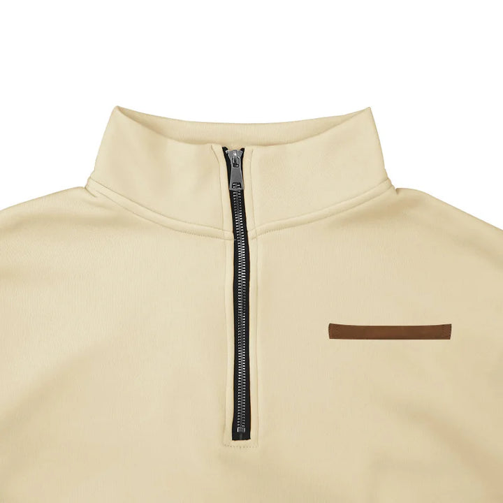 Men's Heavy Fleece Sweater - Half-Zip Stand Collar Pullover