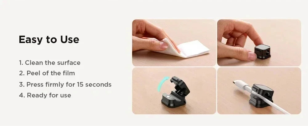 SmartGearPros Magnetic Cable Clip – Adhesive Cord Organizer with Snap-On Holders for Desk, Car & Wall Use