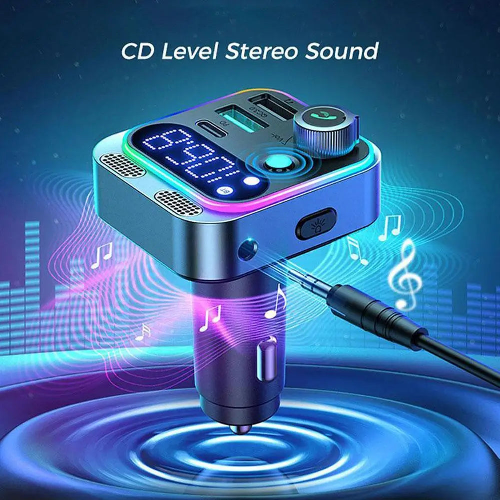 SmartGearPros Bluetooth 5.3 FM Transmitter – 4-Port USB Car Adapter with Hands-Free Calls & Hi-Fi Audio