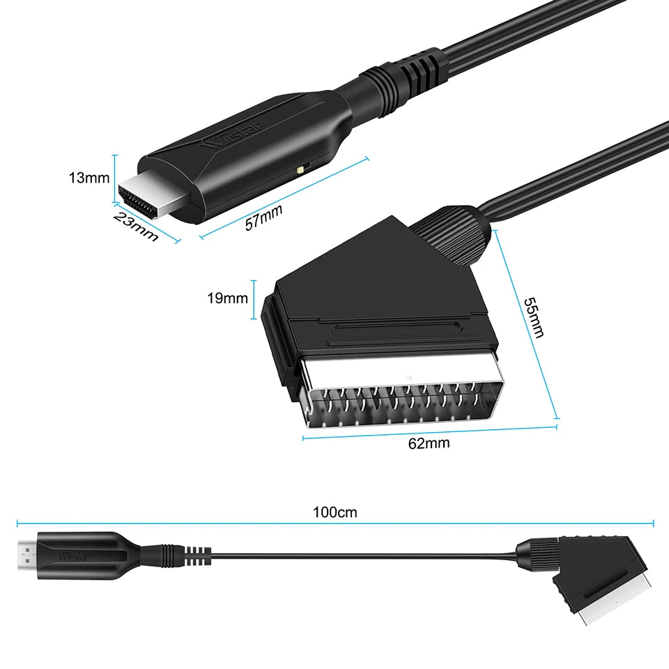 SmartGearPros HDMI to SCART Converter – AV Adapter for Retro TVs, DVD Players & Legacy Displays