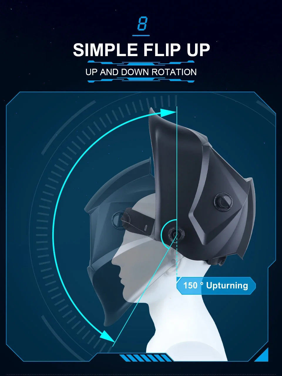 Helmet with flame graphics used in garage setting