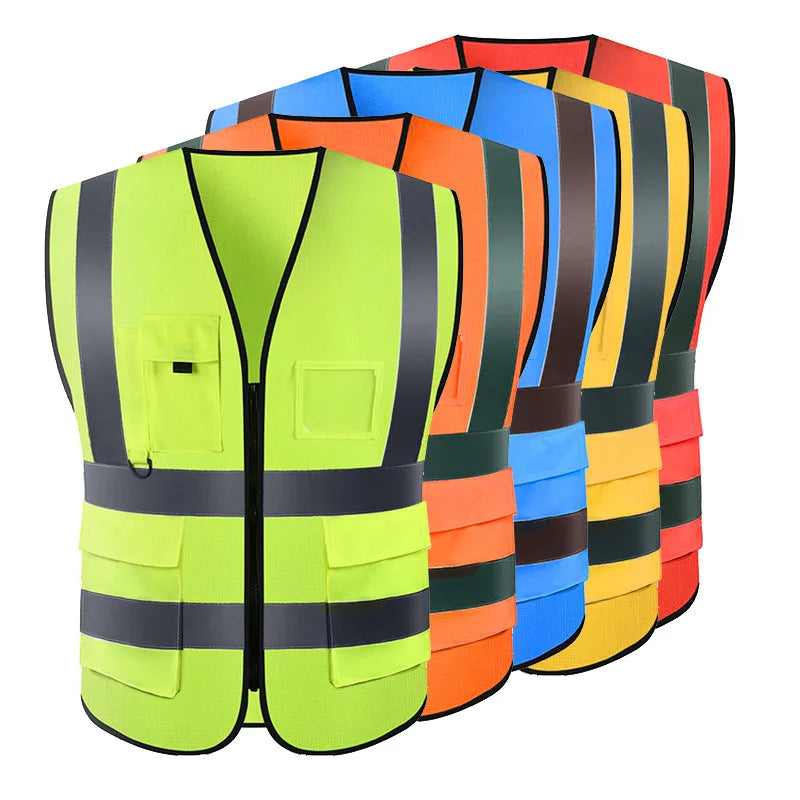 SmartGearPros SmartGearPros Multi-Pocket High-Visibility Safety Vest – Breathable Reflective Workwear for Construction, Traffic Control & Outdoor Safety