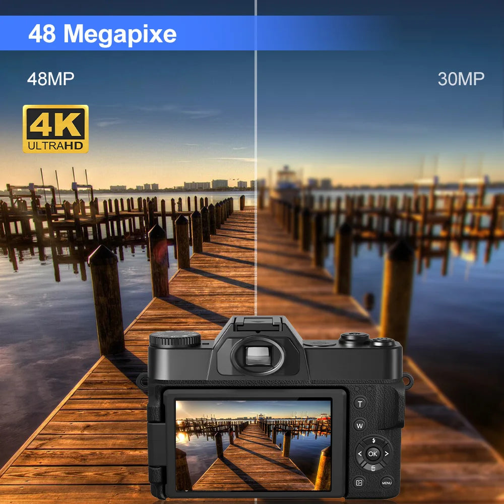SmartGearPros 4K Digital Camera – 48MP, 16X Zoom & 3'' Flip Screen for Vlogging & Photography