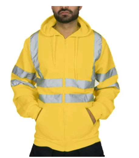 SmartGearPros Men's Reflective Strip Hoodies - Safety Work Jacket with Fleece