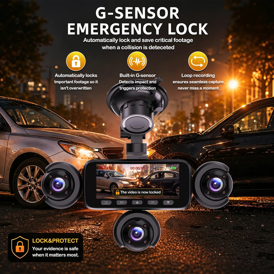 BCUOZ Multi-Camera Dash Cam – 1080P Front/720P Auxiliary
