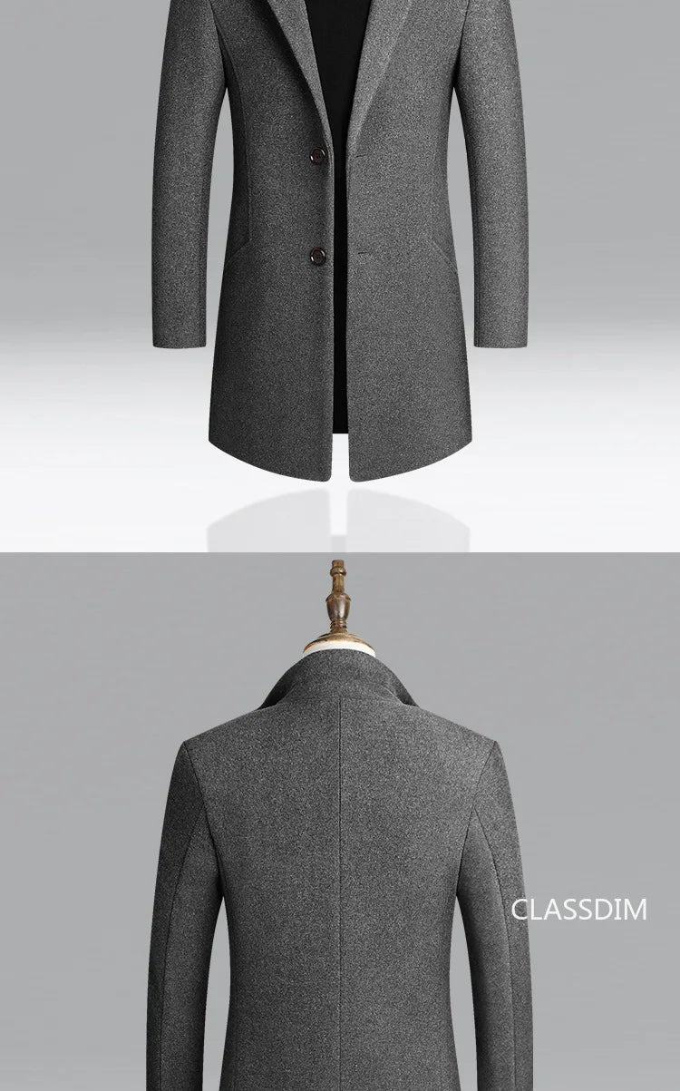 SmartGearPros Men's Winter Cashmere Wool Trench Coat – Slim Fit, Warm & Stylish Business Jacket (4X)