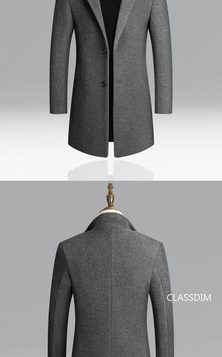 SmartGearPros Men's Winter Cashmere Wool Trench Coat – Slim Fit, Warm & Stylish Business Jacket (4X)