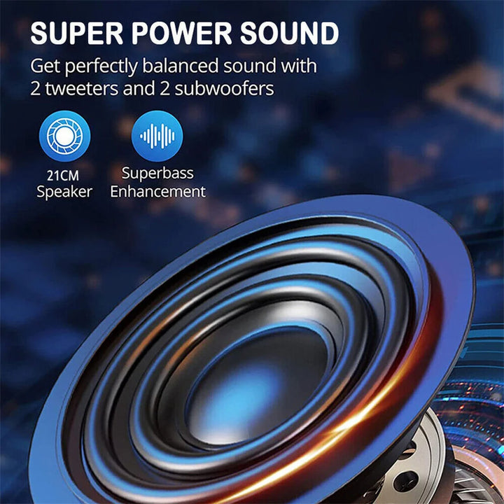 SmartGearPros 3000W Bluetooth Speaker – Portable Subwoofer Boombox with Deep Bass, LED Lights & Mic Support