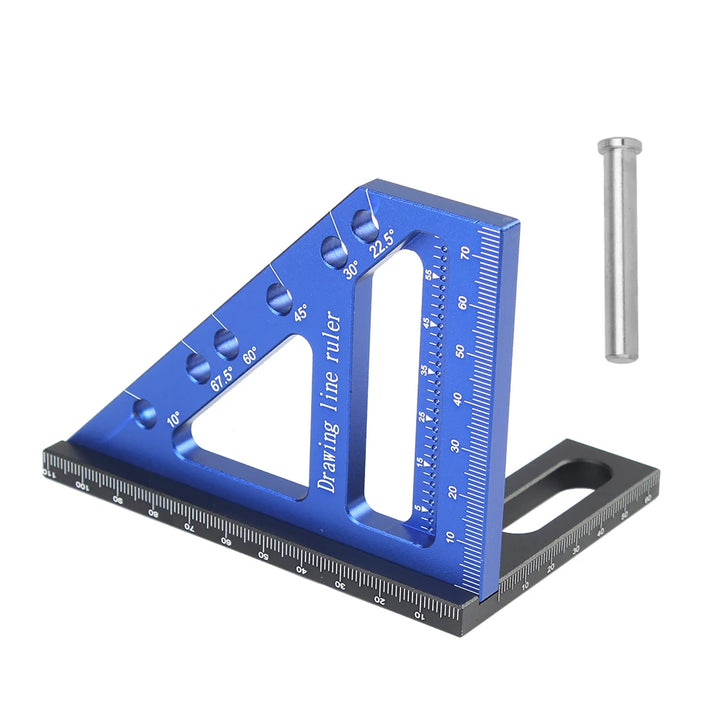 Blue scribing tool with clean corner cutouts on display