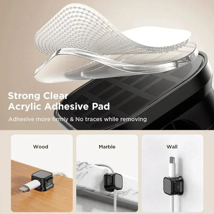 SmartGearPros Magnetic Cable Clip – Adhesive Cord Organizer with Snap-On Holders for Desk, Car & Wall Use