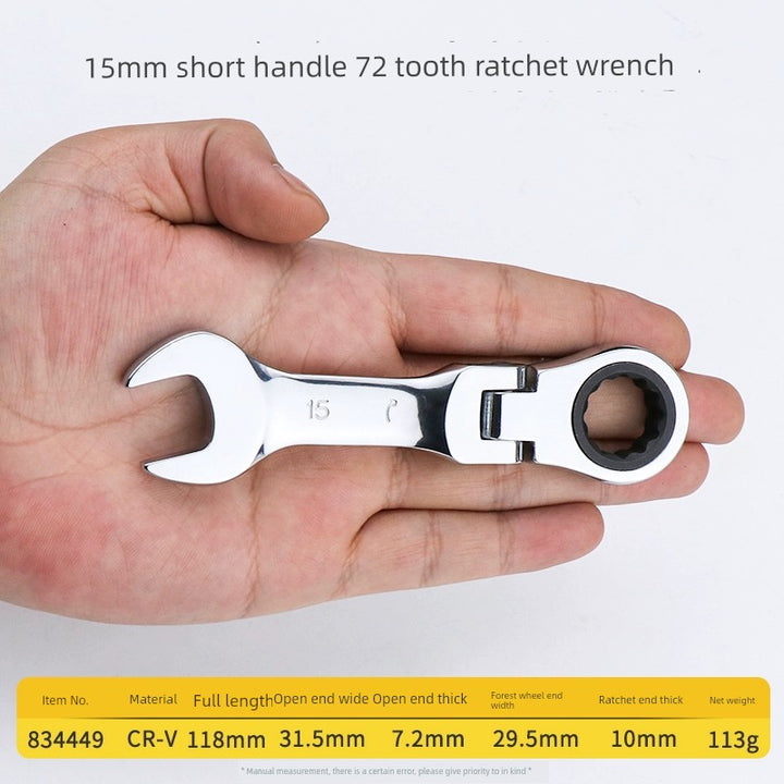 SmartGearPros Short Handle Fast Ratchet Wrench – Dual-Purpose, Labor-Saving, Offset Spanner (10-13mm)