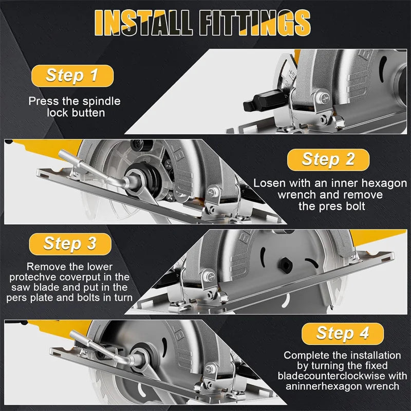 5 Inch Brushless Circular Saw Cordless Rechargeable Chainsaw Battery Set Woodworking One Hand Chainsaw For Dewalt 20V Battery product image showing features or usage