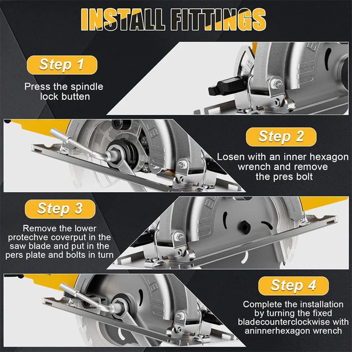5 Inch Brushless Circular Saw Cordless Rechargeable Chainsaw Battery Set Woodworking One Hand Chainsaw For Dewalt 20V Battery product image showing features or usage