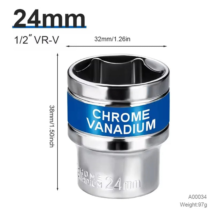 NIUXIANG 1/2" Drive Deep Impact Socket – Metric Chromium-Vanadium Steel