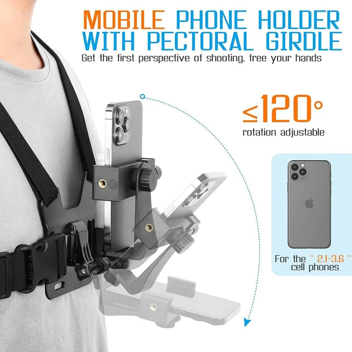 Chest phone mount shown in outdoor environment